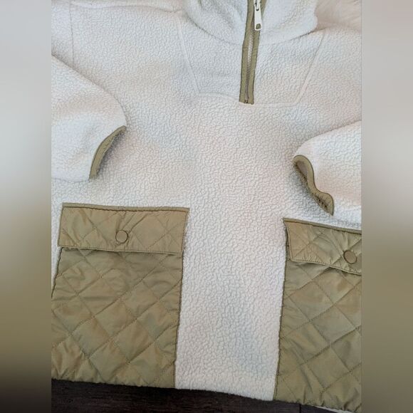 Madewell (Re)sourced Fleece Quilted-Pocket Popover Jacket Antique Cream S Small - Picture 4 of 8